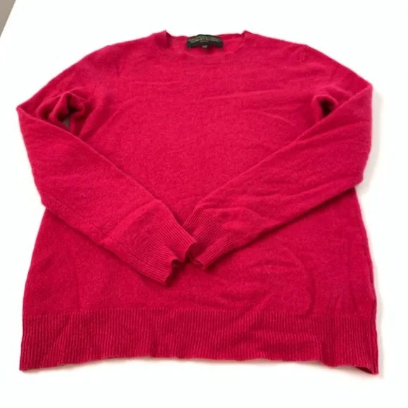 Cashmere Sweater Fushia Pink Sz Small Hudson’s Bay Crew Neck Quiet Luxury Soft - Picture 5 of 11